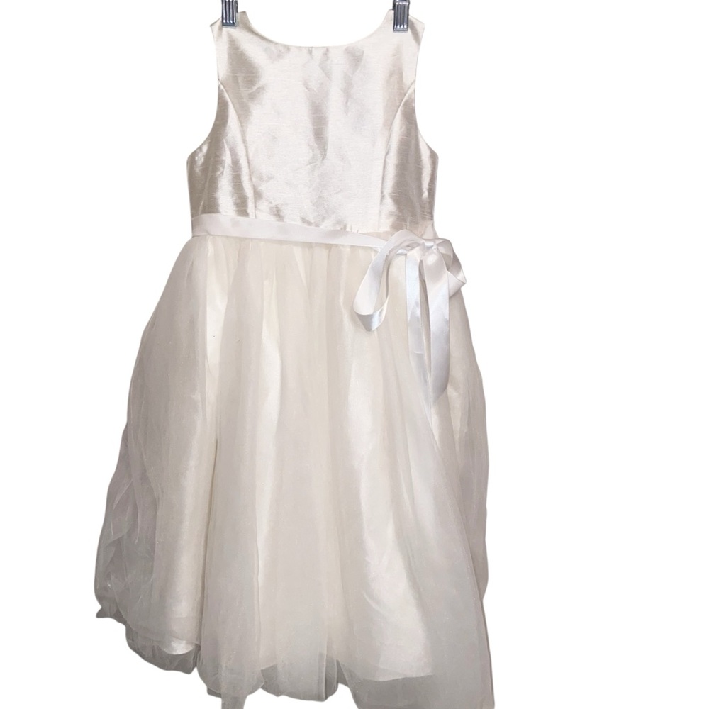 David’s Bridal Dress Girls Size 8 Ivory Wedding Communion Flower Girl Tulle NWT